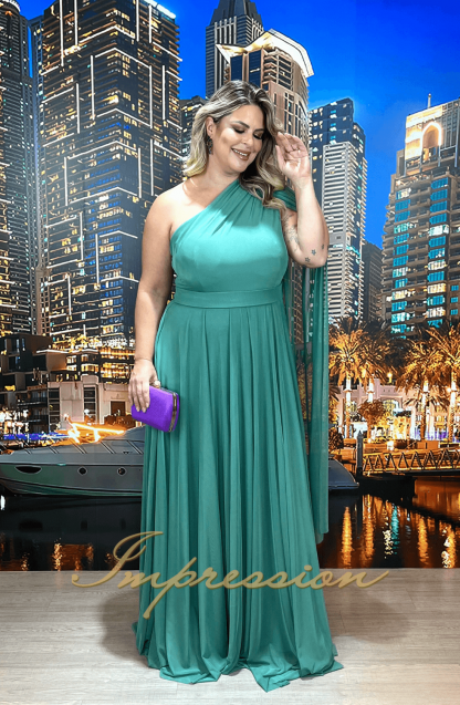Vestido de Festa Longo Plus Size Verde Oliva - Image 4