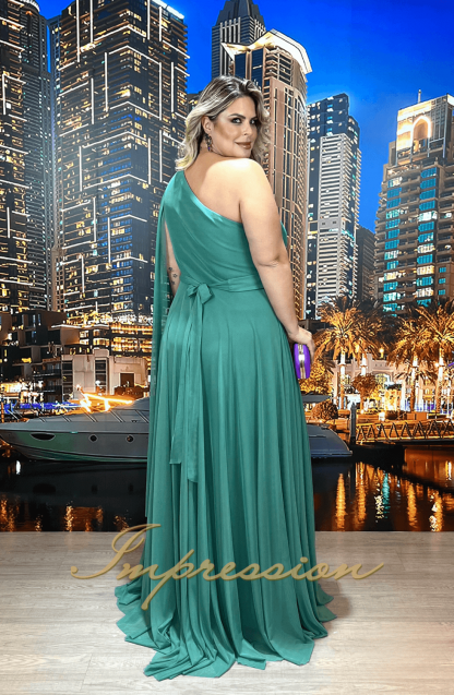 Vestido de Festa Longo Plus Size Verde Oliva - Image 5