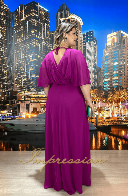 Vestido de Festa Longo Plus Size Fucsia - Imagem 2