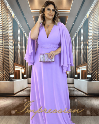 Vestido de Festa Longo Plus Size Lavanda
