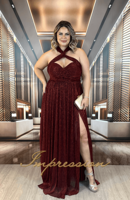 Vestido de Festa Longo Plus Size Marsala - Imagem 3