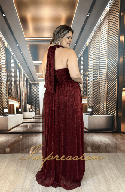 Vestido de Festa Longo Plus Size Marsala - Imagem 2