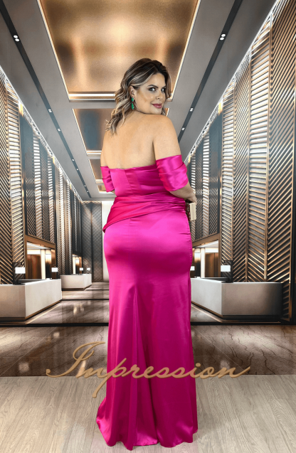 Vestido de Festa Longo Plus Size Pink - Image 2