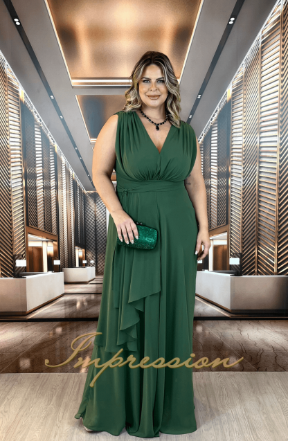 Vestido de Festa Longo Plus Size Verde Oliva - Imagem 3