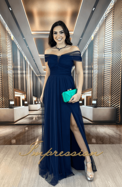 Vestido de Festa Longo Azul Marinho - Image 3