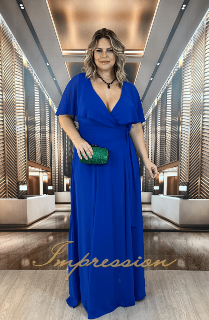 Vestido de Festa Longo Plus Size Azul Royal - Image 3