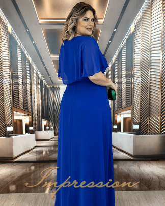 Vestido de Festa Longo Plus Size Azul Royal