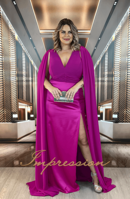 Vestido de Festa Longo Plus Size Fucsia - Image 5