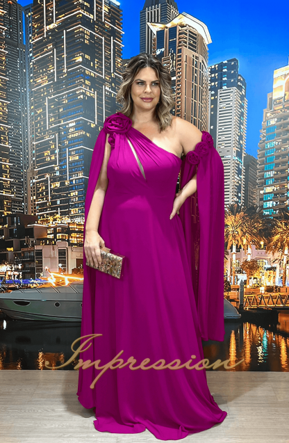 Vestido de Festa Longo Plus Size Fucsia - Image 3