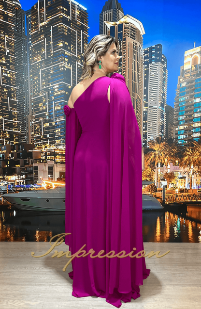 Vestido de Festa Longo Plus Size Fucsia - Image 2