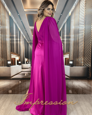 Vestido de Festa Longo Plus Size Fucsia