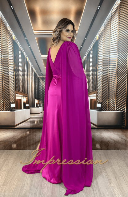 Vestido de Festa Longo Plus Size Fucsia - Image 2