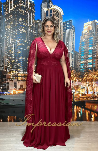 Vestido de Festa Longo Plus Size Marsala - Image 3
