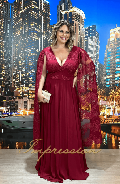 Vestido de Festa Longo Plus Size Marsala - Image 4