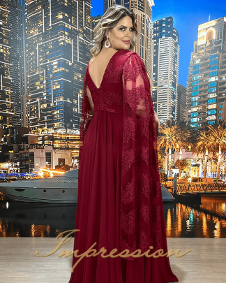 Vestido de Festa Longo Plus Size Marsala