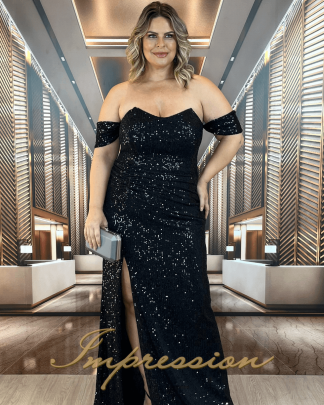 Vestido de Festa Longo Plus Size Preto