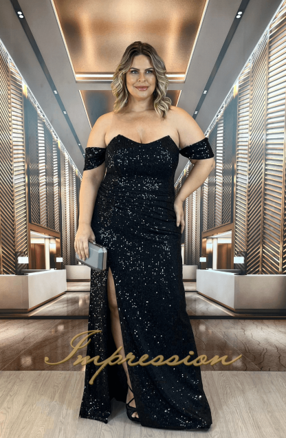 Vestido de Festa Longo Plus Size Preto - Image 3