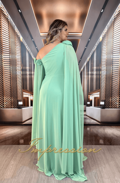 Vestido de Festa Longo Plus Size Verde Menta - Image 4
