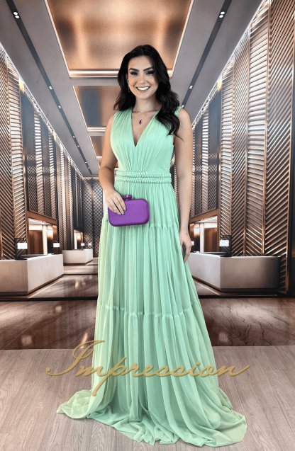 Vestido de Festa Longo Verde Menta - Imagem 3