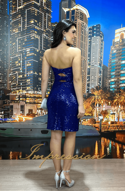 Vestido de Festa Curto Azul Royal - Image 2