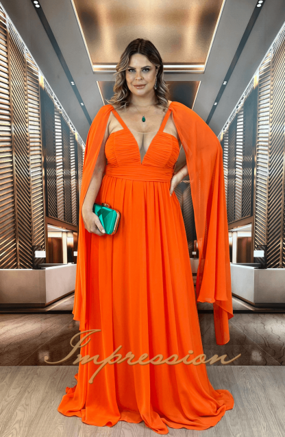Vestido de Festa Longo Plus Size Coral - Imagem 3