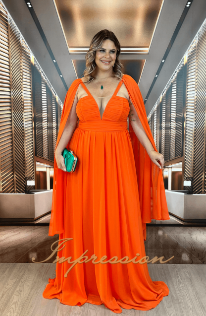 Vestido de Festa Longo Plus Size Coral - Imagem 4