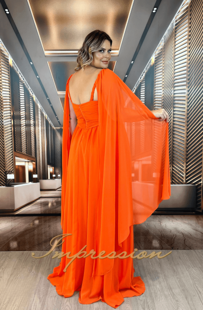 Vestido de Festa Longo Plus Size Coral - Imagem 2