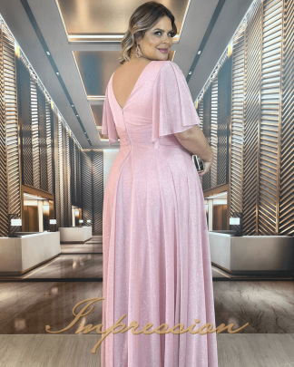 Vestido de Festa Longo Plus Size Rose