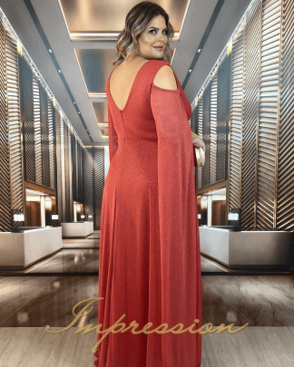 Vestido de Festa Longo Plus Size Terracota