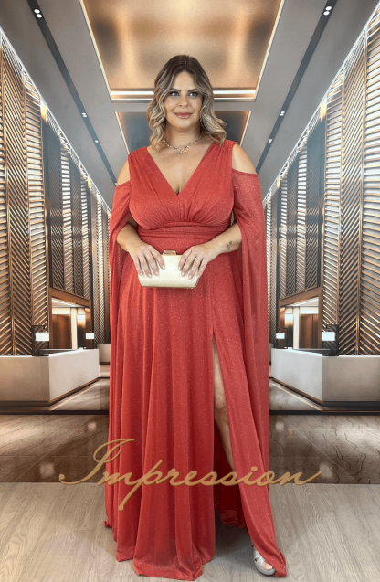 Vestido de Festa Longo Plus Size Terracota - Image 4