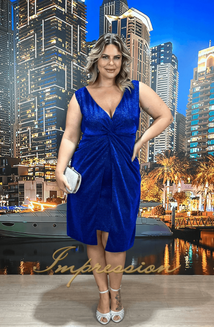 Vestido de Festa Midi Plus Size Azul Royal - Image 3