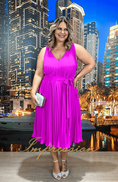 Vestido de Festa Midi Plus Size Pink - Imagem 3