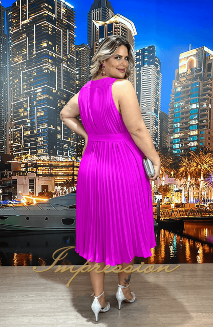 Vestido de Festa Midi Plus Size Pink - Imagem 2