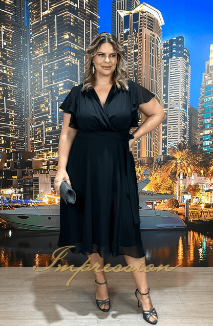 Vestido de Festa Midi Plus Size Preto - Imagem 3
