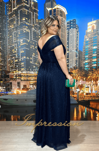 Vestido de Festa Longo Plus Size Marinho - Image 2