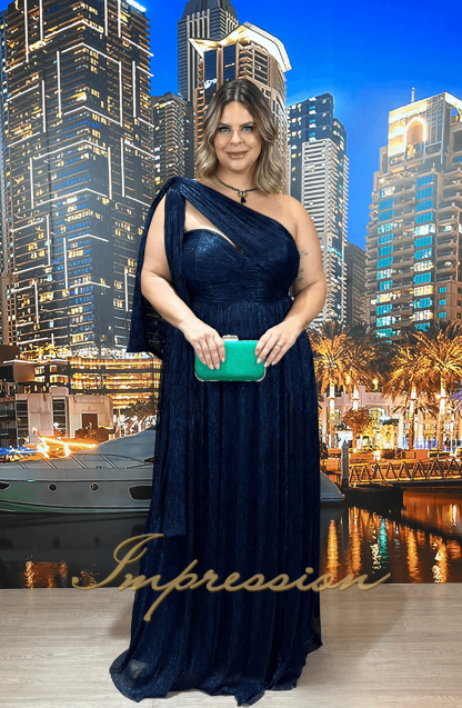 Vestido de Festa Longo Plus Size Marinho - Image 3