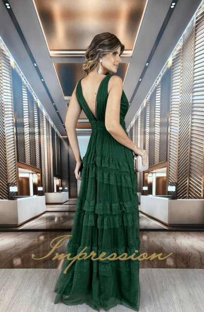 Vestido de Festa Longo Verde Oliva - Image 2