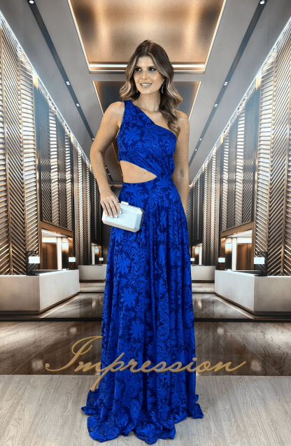 Vestido de Festa Longo Azul Royal