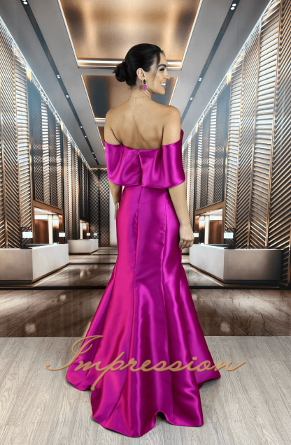 Vestido de Festa Longo Fucsia em Zibeline - Imagem 2