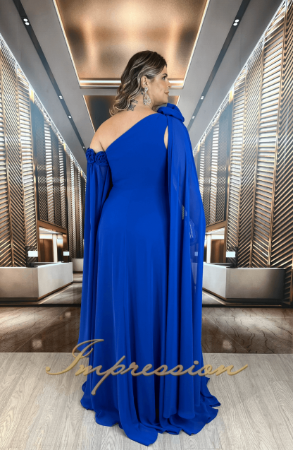 Vestido de Festa Longo Plus Size Azul Royal - Imagem 2