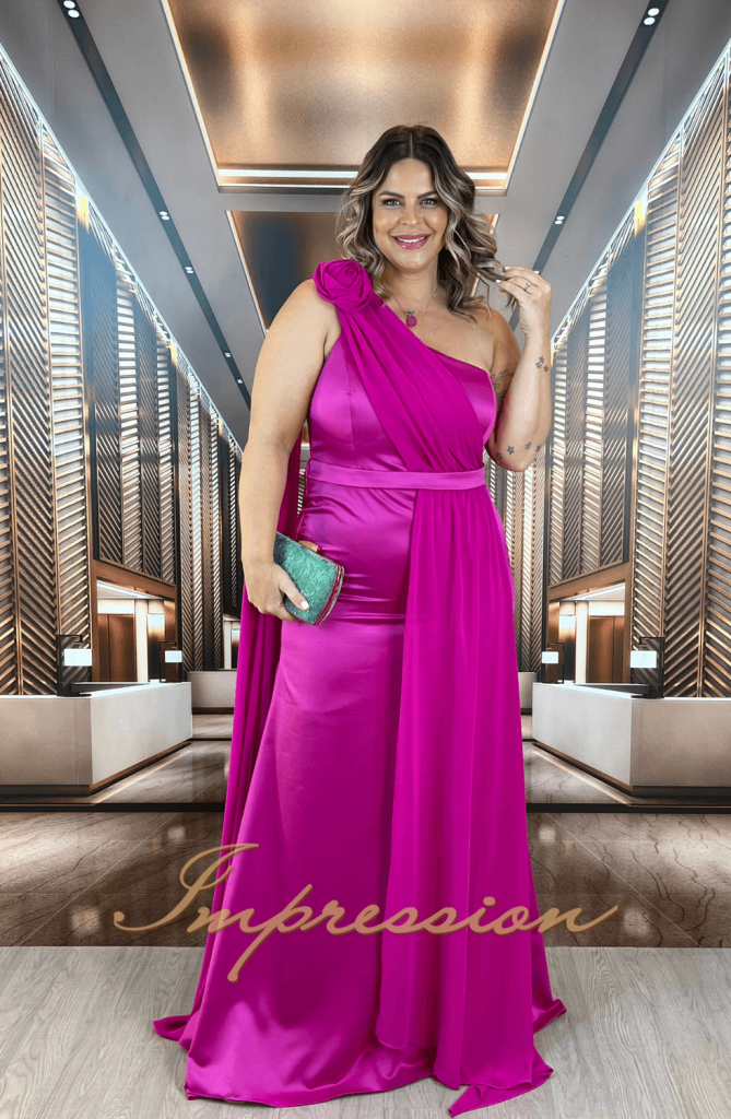Vestido De Festa Longo Plus Size F csia Impression Modas