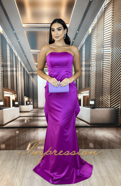 Vestido de Festa Longo Fúcsia Laço