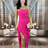 Vestido de Festa Longo Pink Babados
