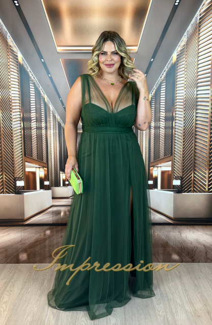 Vestido de Festa Longo Plus Size Verde Oliva - Imagem 4