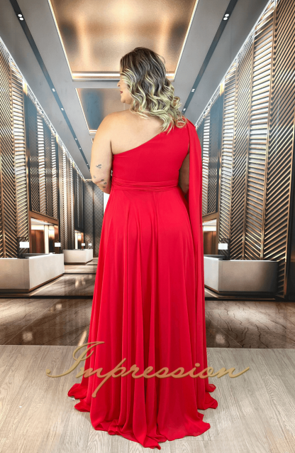 Vestido de Festa Longo Plus Size Vermelho - Imagem 2