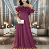 Vestido de Festa Longo Rosa Canela Babados
