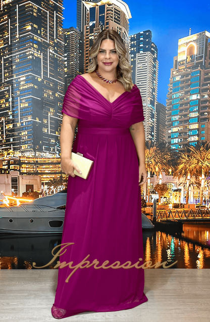 Vestido de Festa Longo Plus Size Fucsia