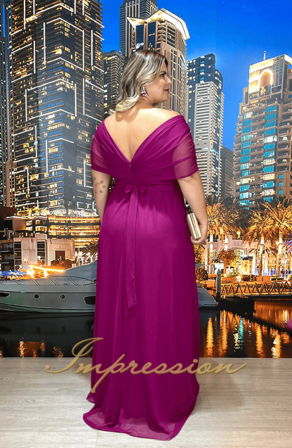 Vestido de Festa Longo Plus Size Fucsia - Imagem 2