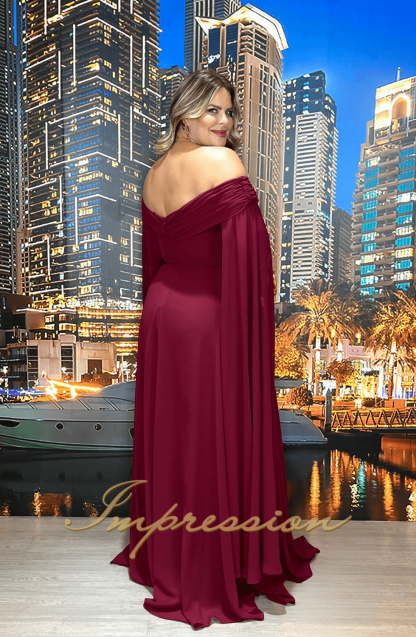 Vestido de Festa Longo Plus Size Marsala com Capa Removível - Imagem 2