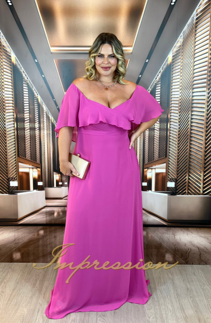 Vestido de Festa Longo Plus Size Rosa